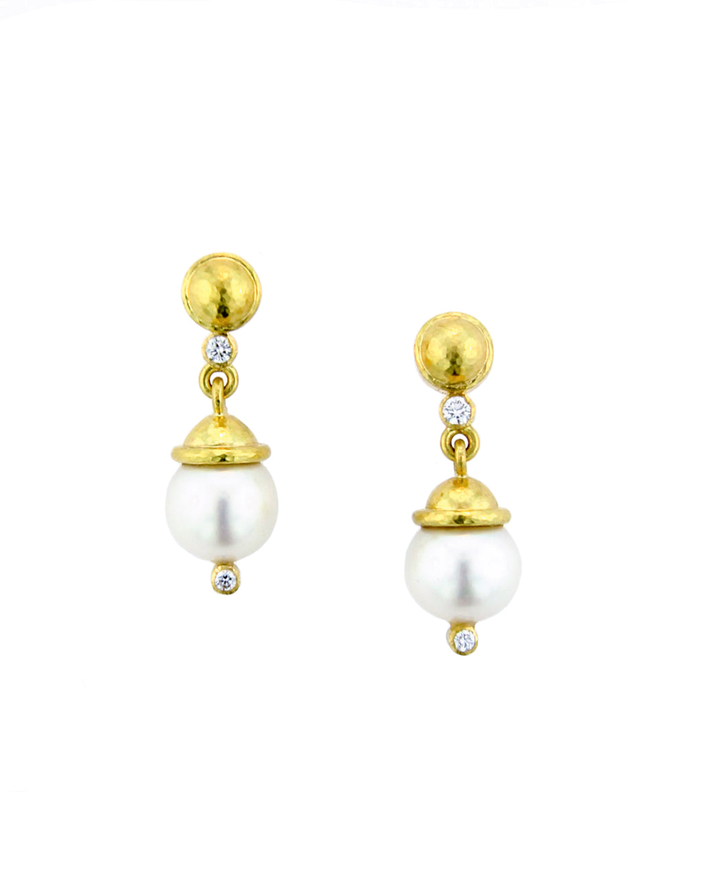 White Pearl and Diamond Stud Earring
