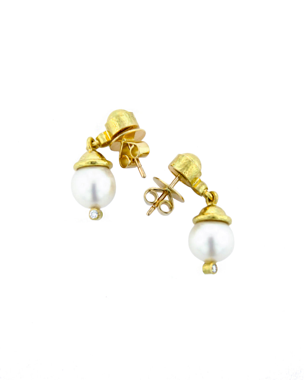White Pearl and Diamond Stud Earring
