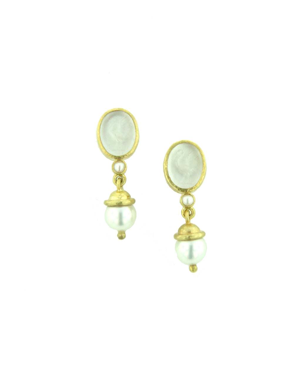 Crystal 'Crane' and Pearl Drop Stud Earring