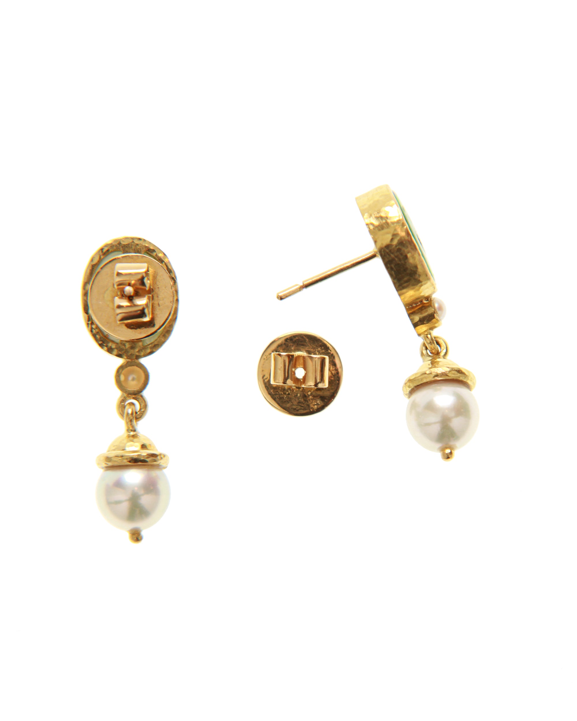 Crystal 'Crane' and Pearl Drop Stud Earring