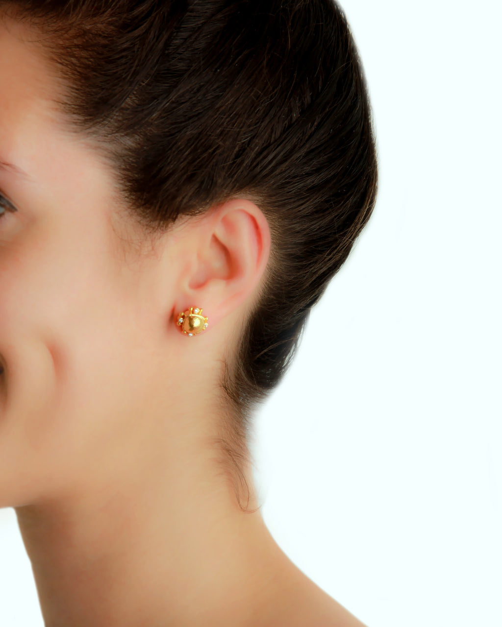 Gold and Diamond Cushion Stud Earrings