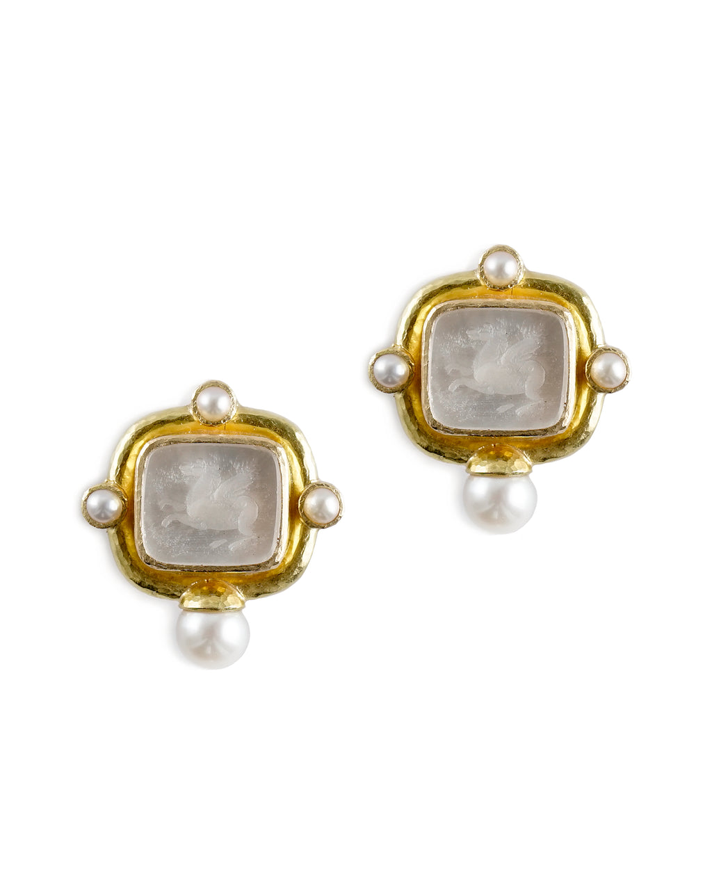 Crystal 'Square Pegasus' and Pearl Earrings