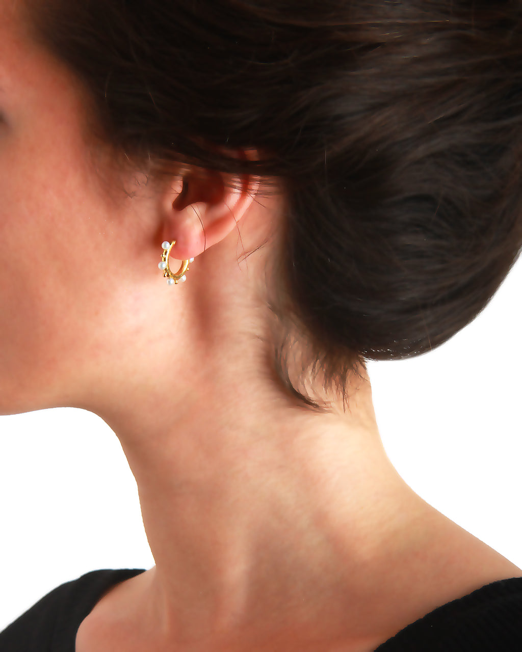 Big Baby Pearl Hoop Earrings