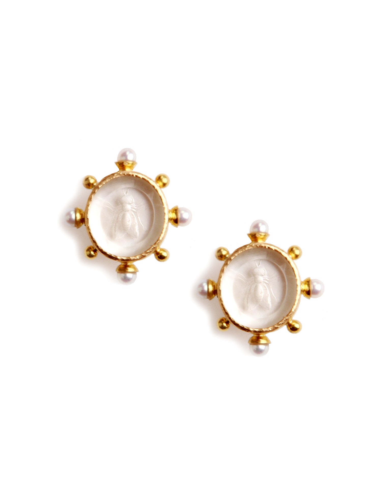 Crystal 'Demel Bee' and Pearl Earrings