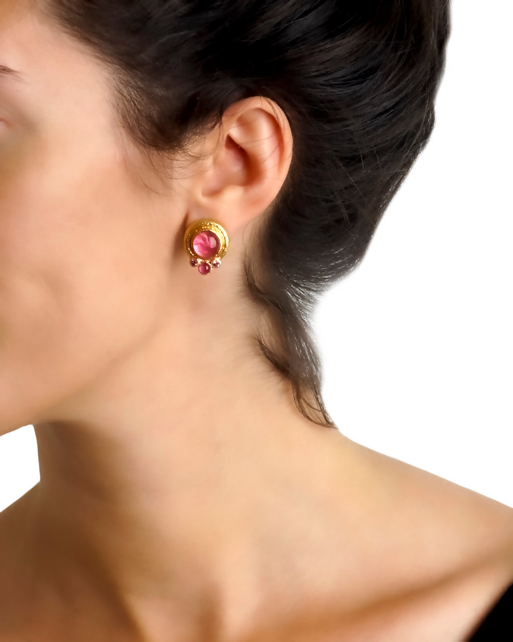 Light amber 'Cabochon Tiny Griffin' Earrings