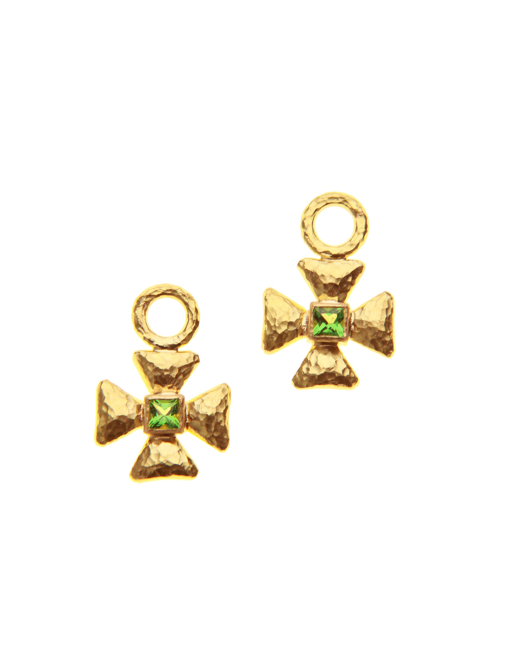 Small Maltese Cross Tsavorite Earring Charms