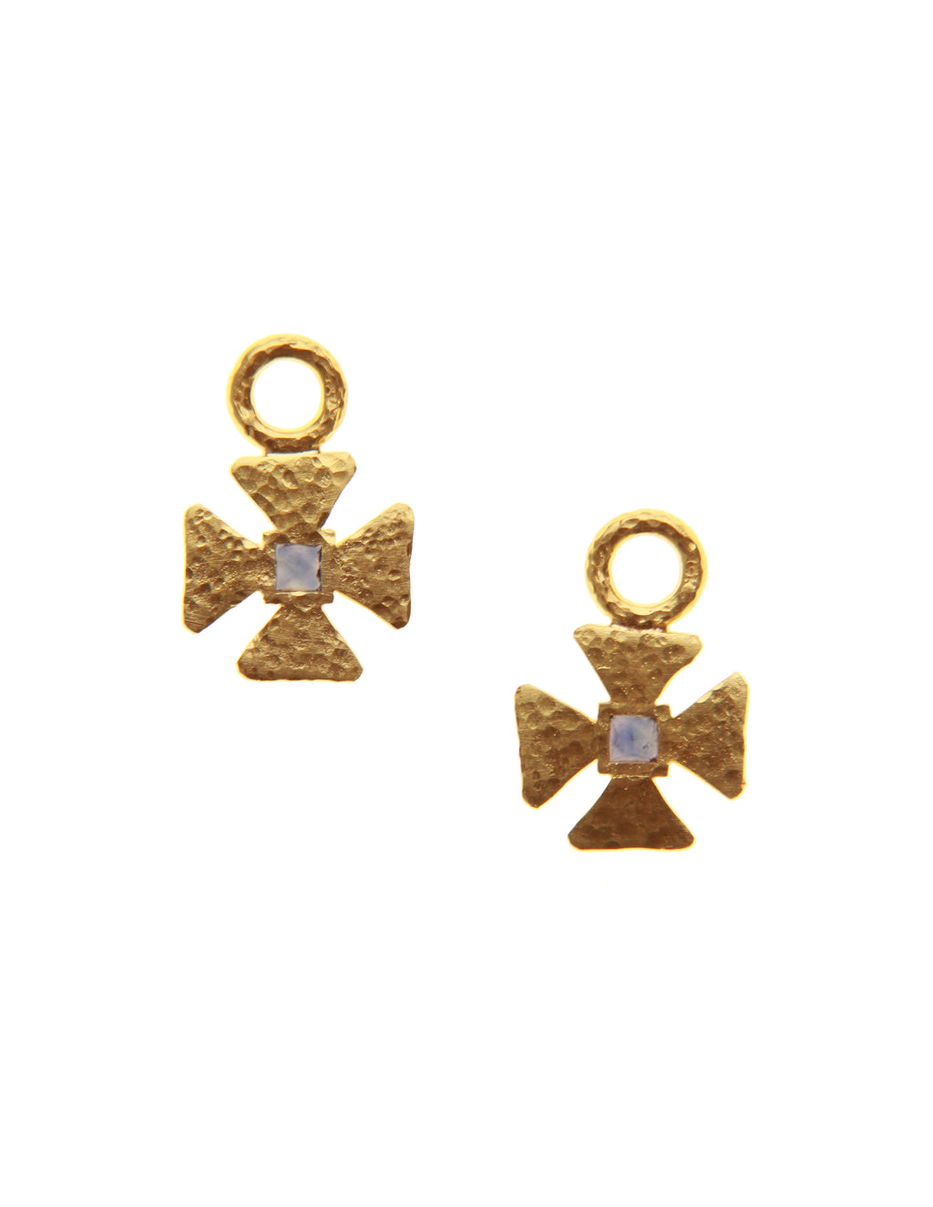 Small Maltese Cross Blue Sapphire Earring Charms