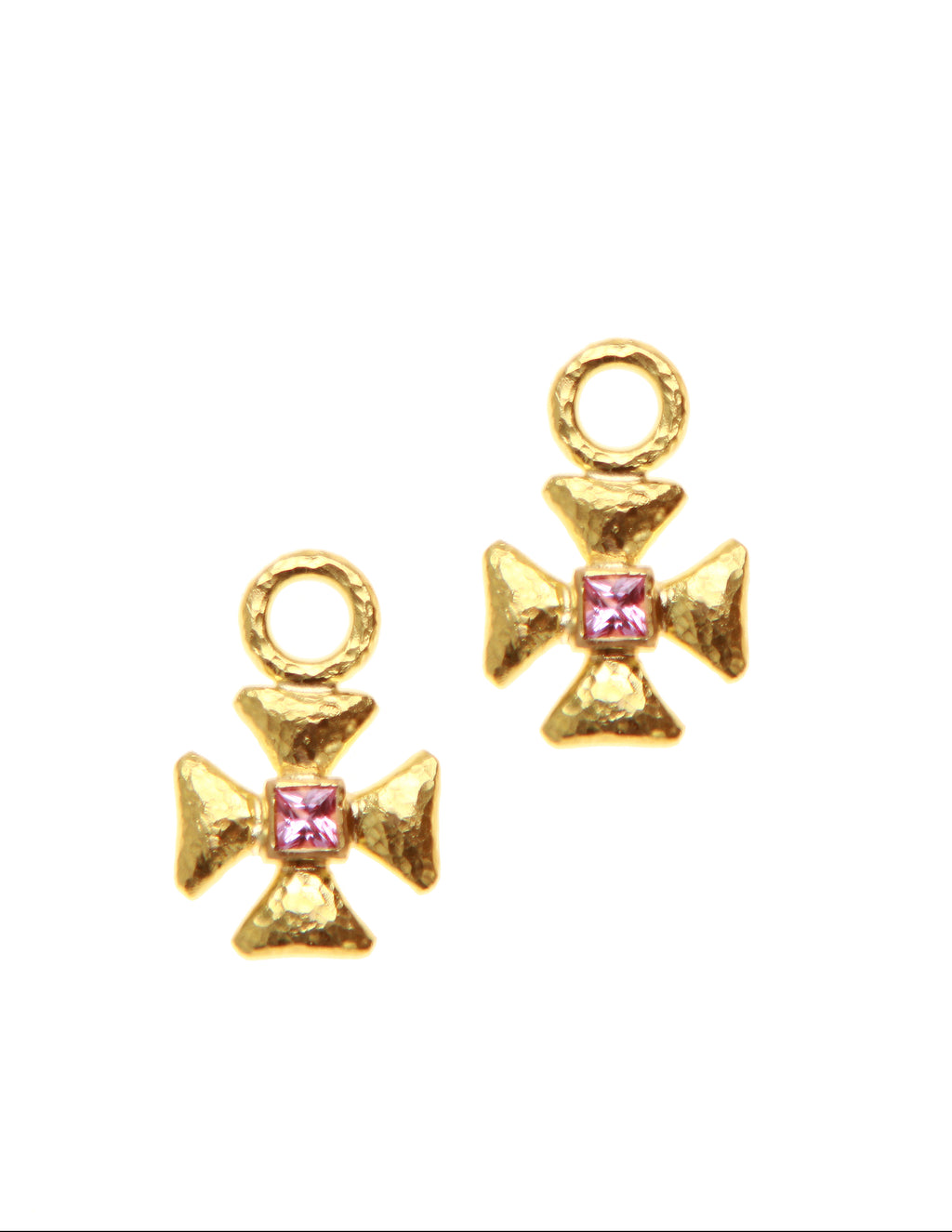 Small Maltese Cross Pink Sapphire Earring Charms