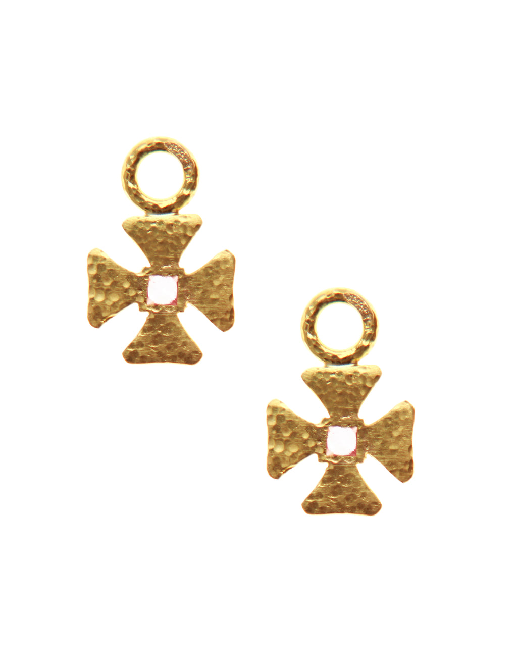 Small Maltese Cross Pink Sapphire Earring Charms