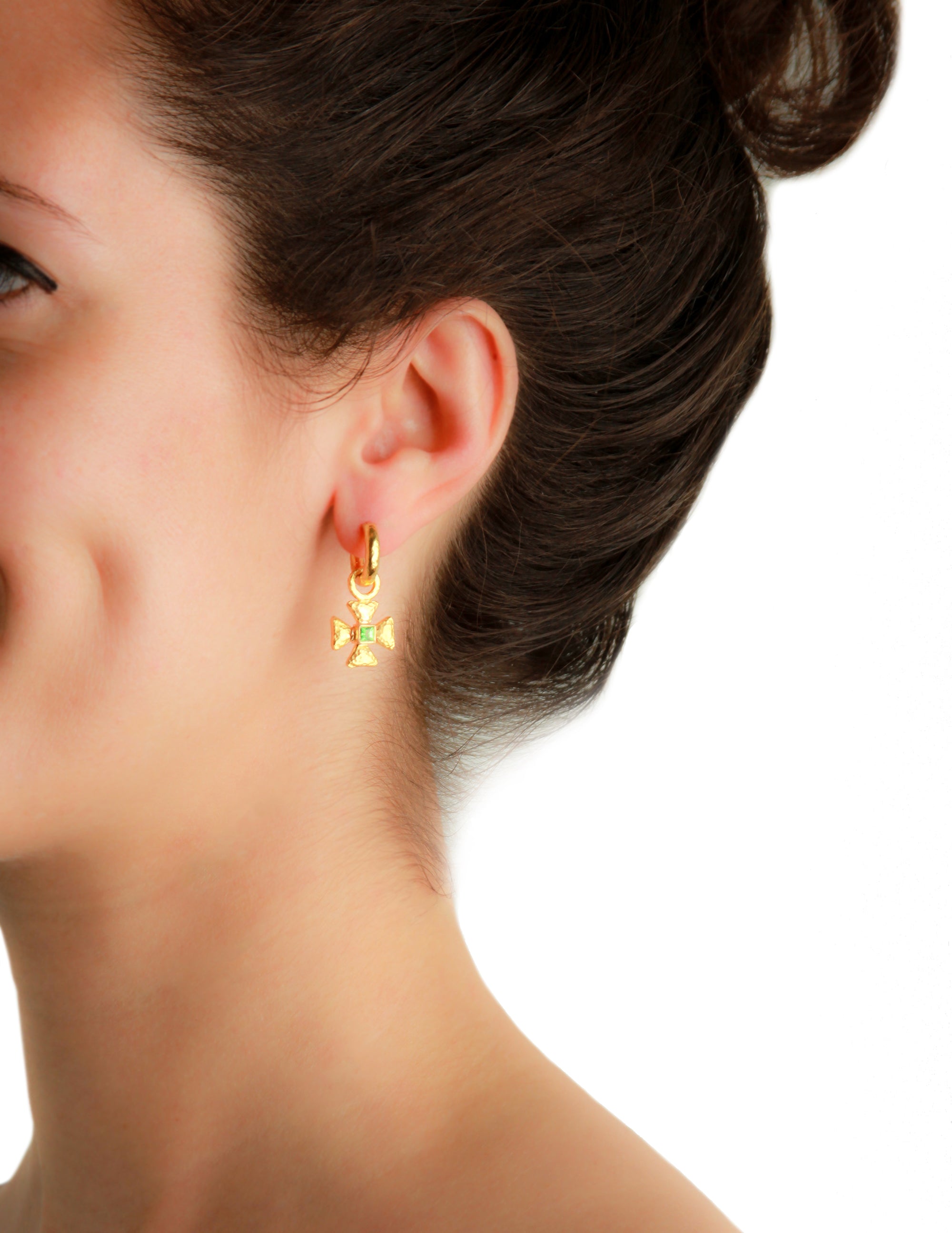 Tiny Gold Maltese Cross Earring Charms