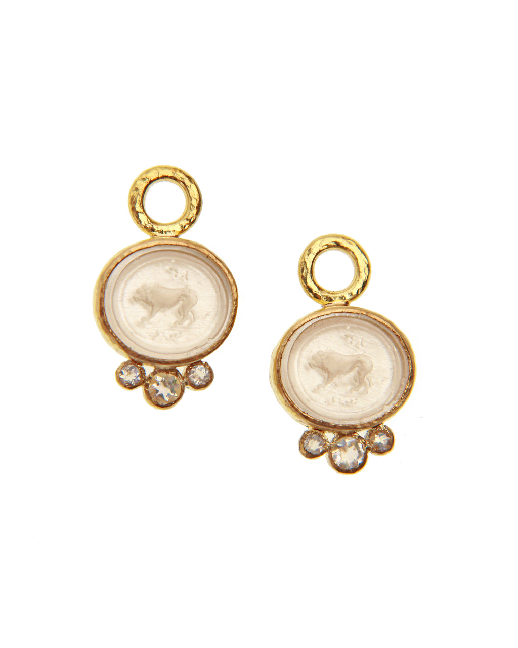 Crystal 'Stalking Lion' Earring Charms