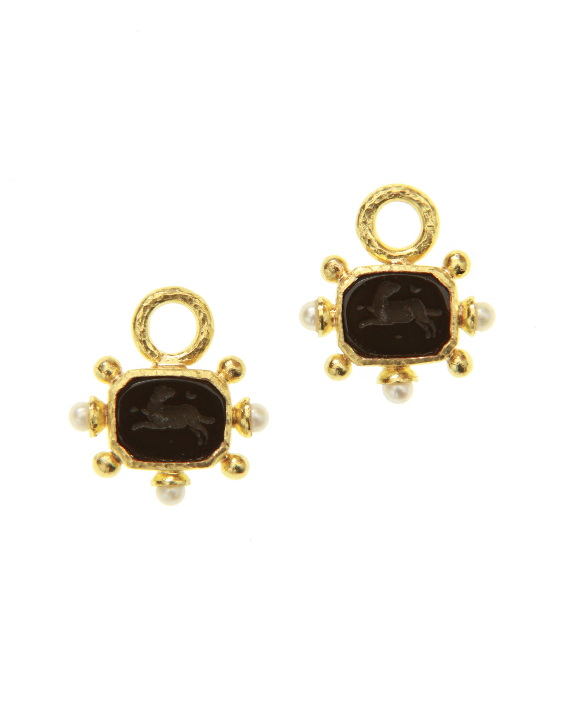 Black 'Chimera' and Pearl Earring Charms