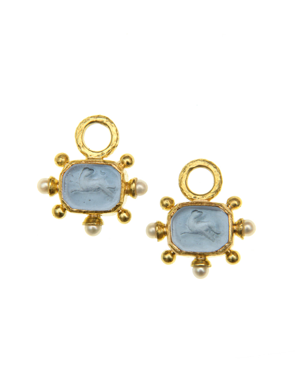 Cerulean 'Chimera' and Pearl Earring Charms