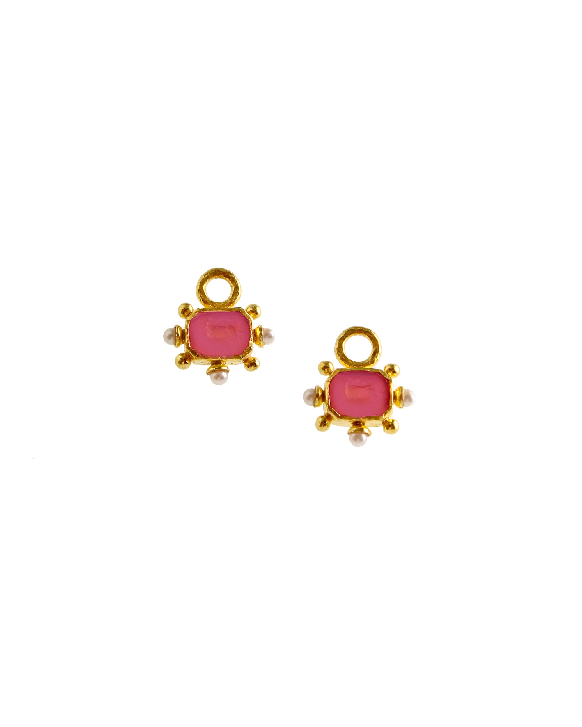 Pink 'Chimera' and Pearl Earring Charms