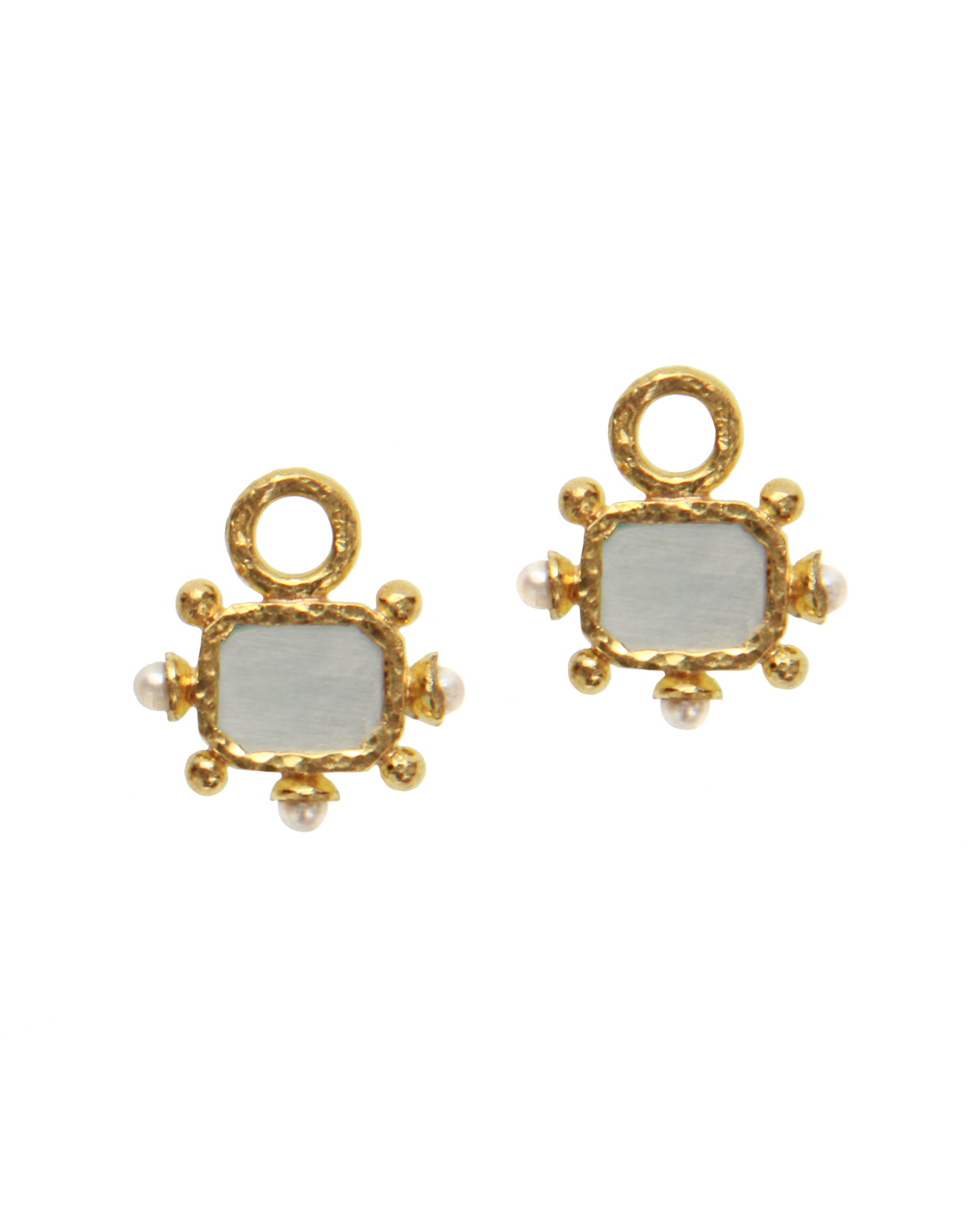 Black 'Chimera' and Pearl Earring Charms