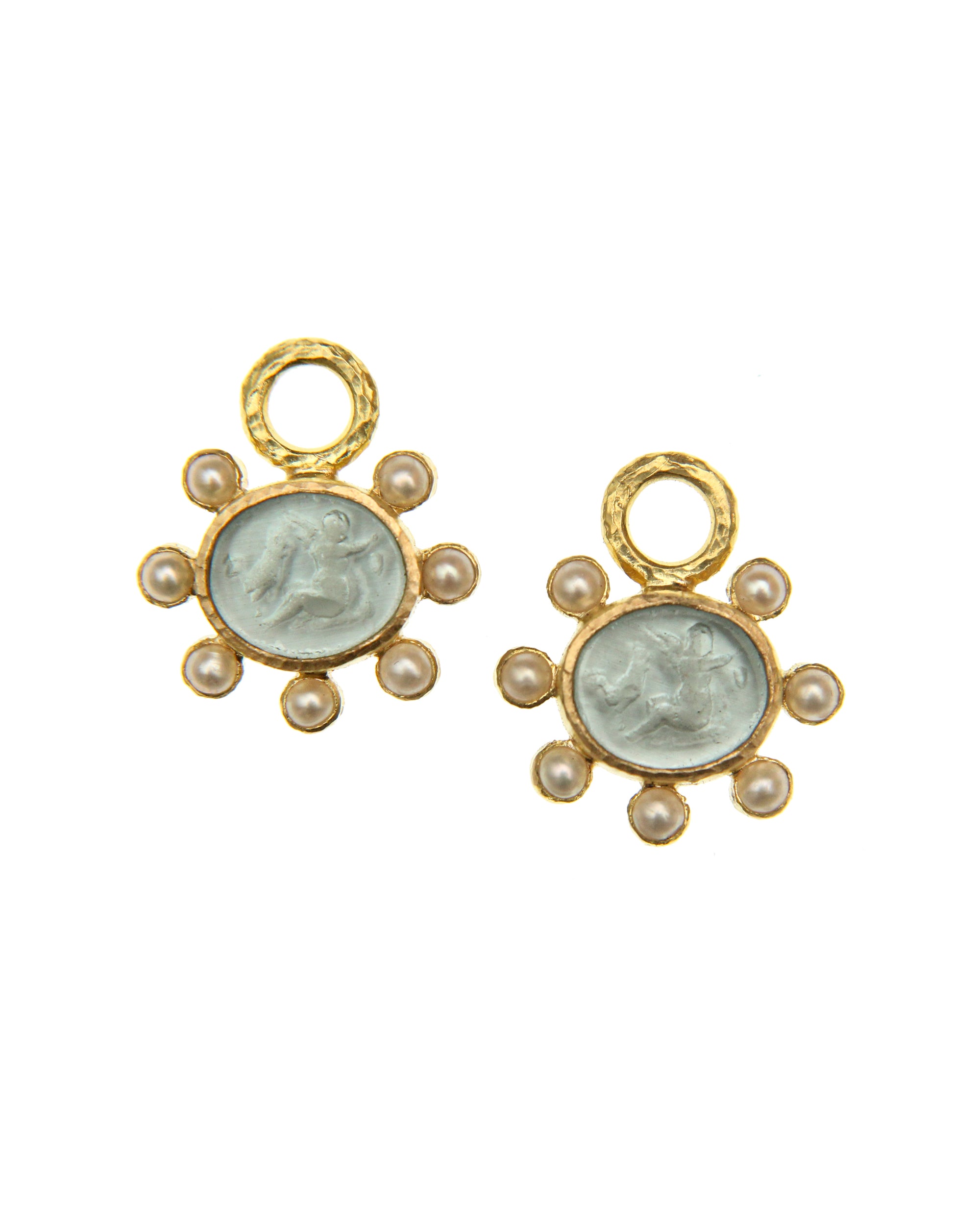 Light Aqua 'Cherub and Rooster' Earring Charms