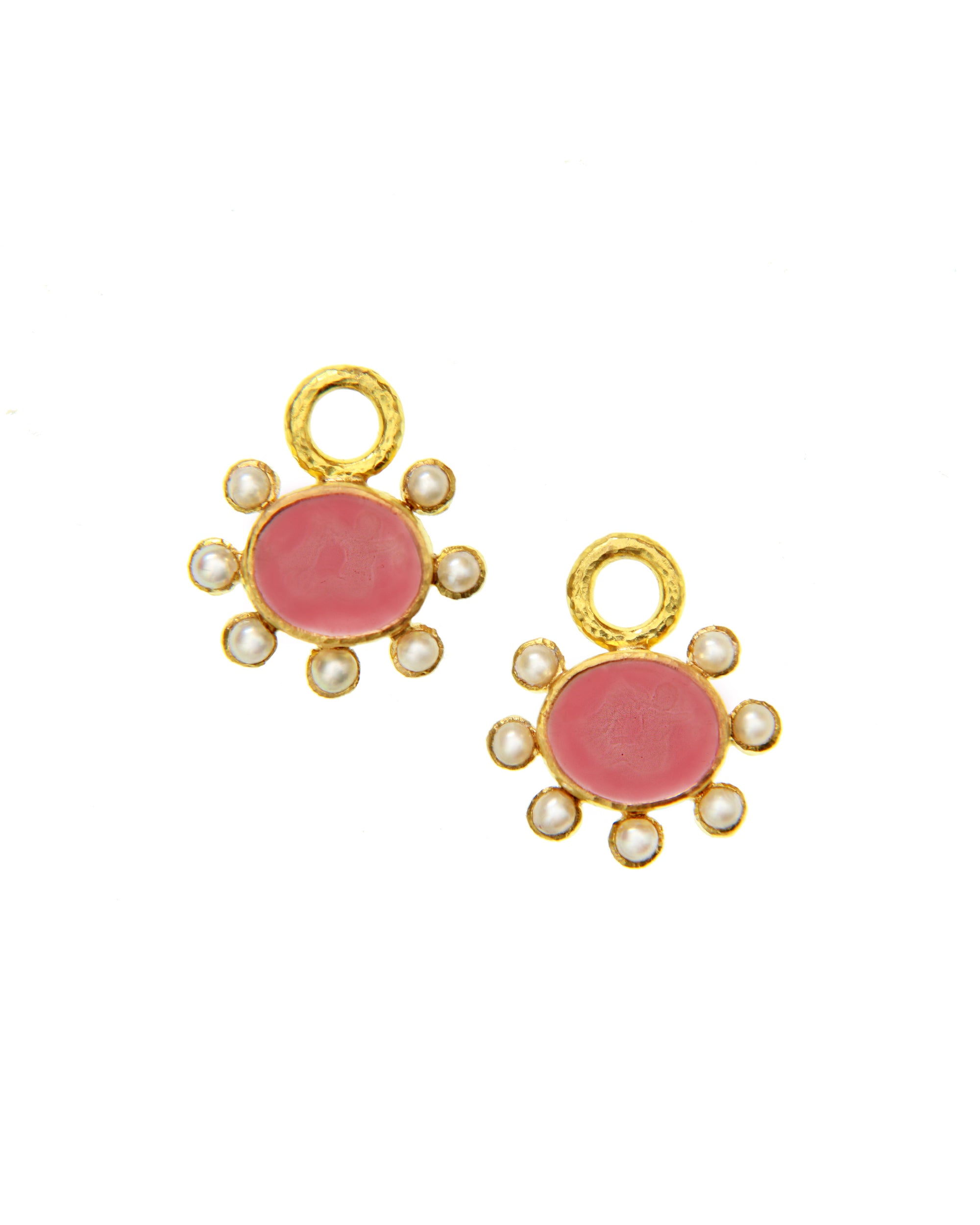 Pink 'Cherub and Rooster' Earring Charms