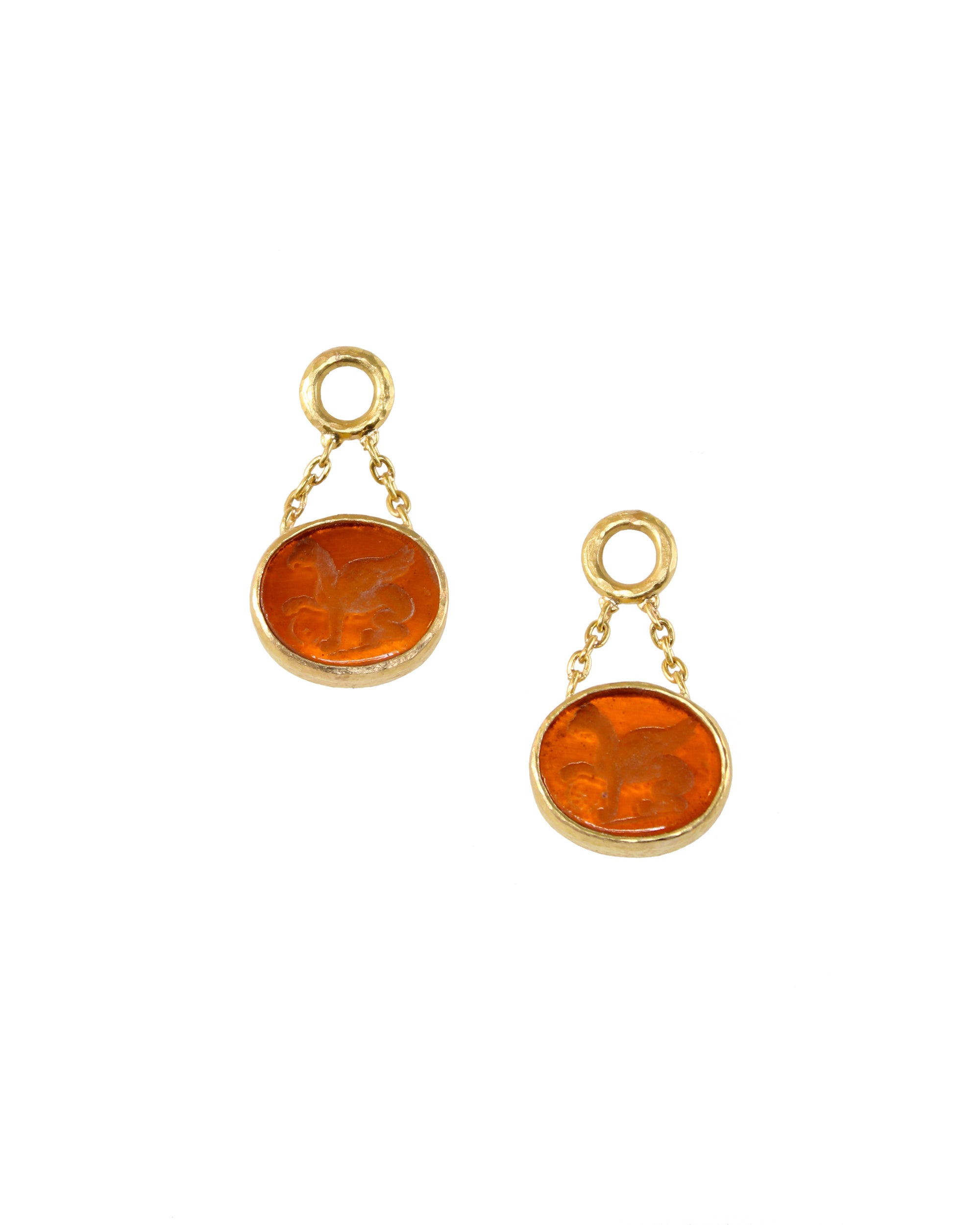 Amber Venetian Glass 'Grifo' Earring Charms