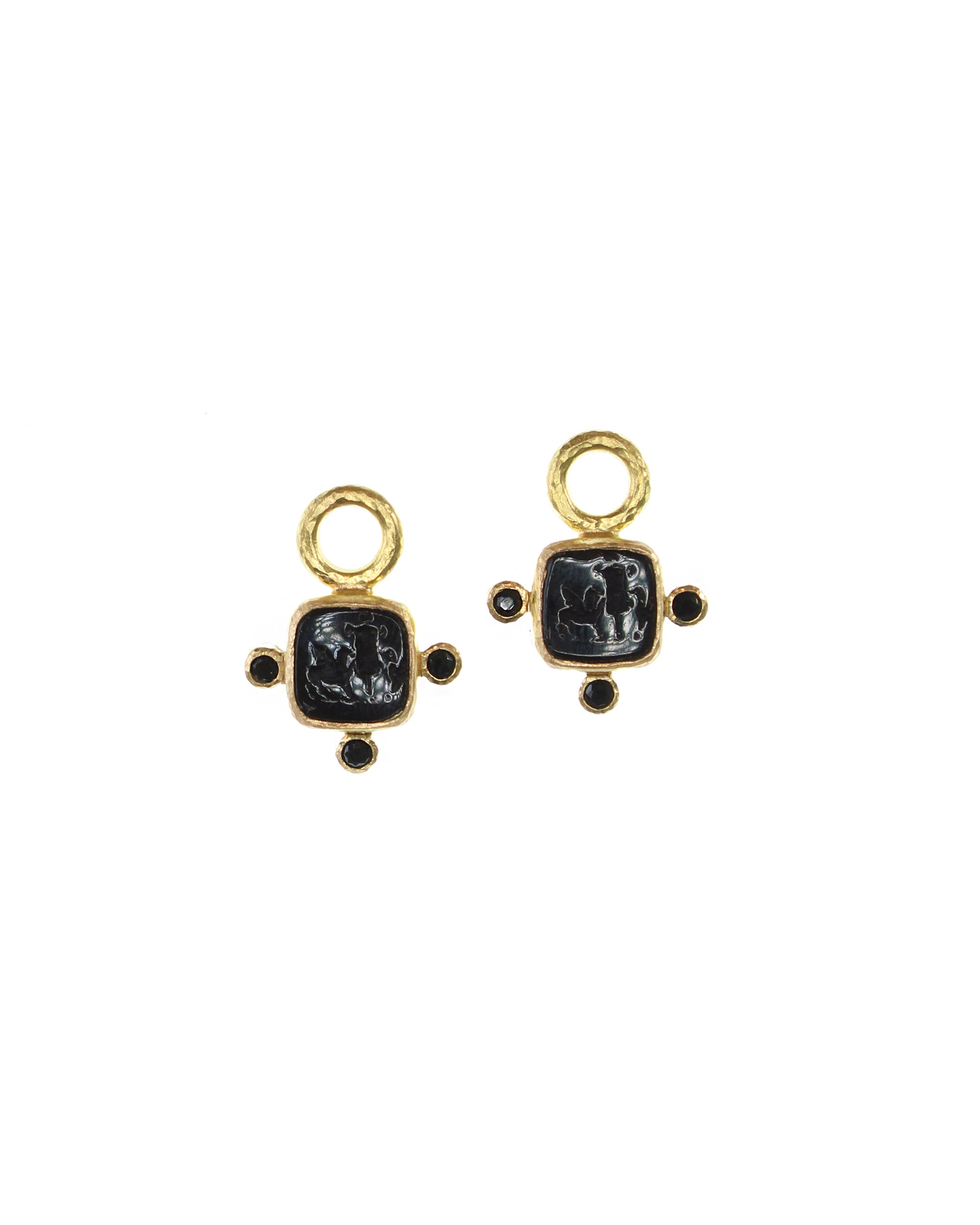 Black 'Quadrato Antico' Earring Charms