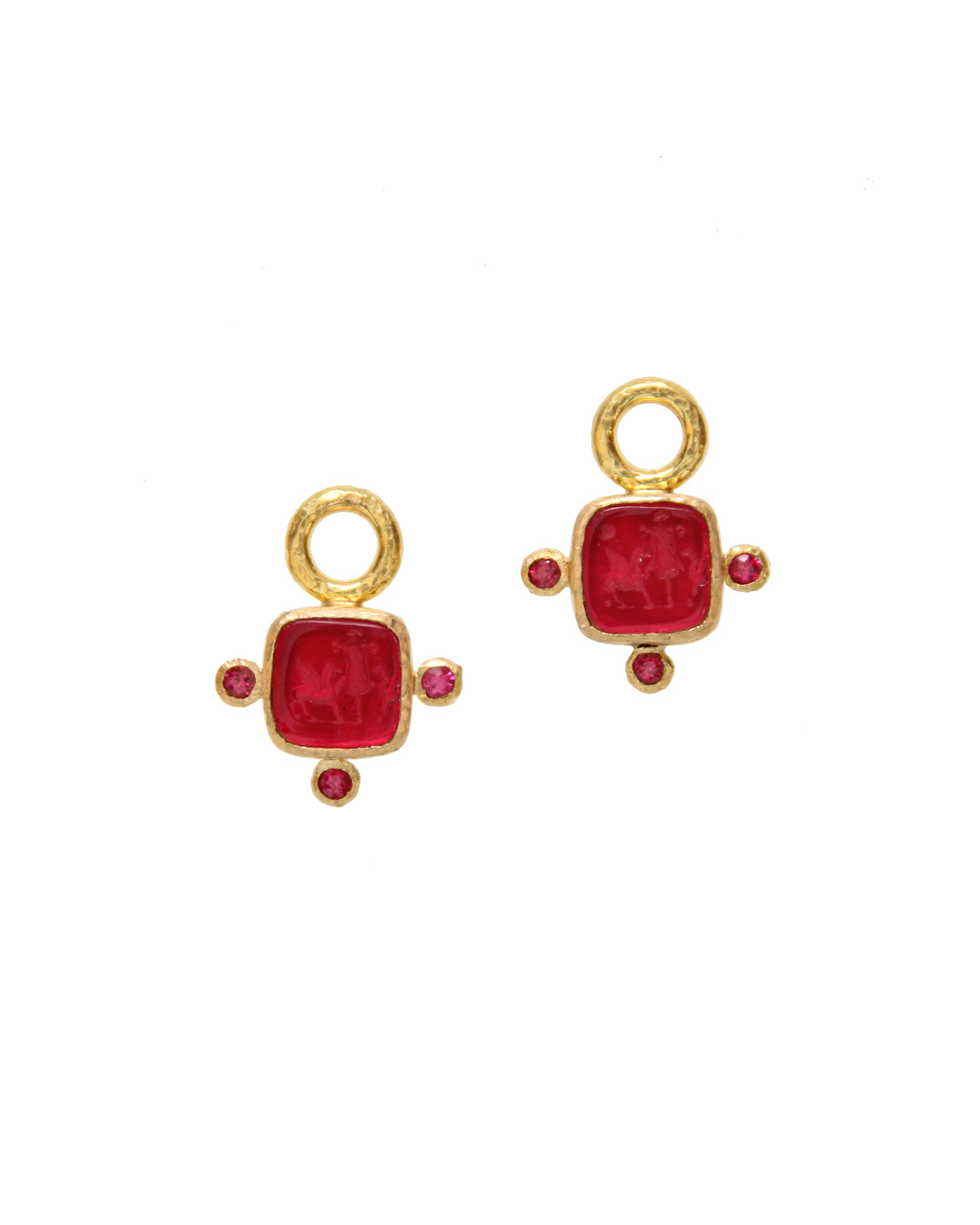 Ruby 'Quadrato Antico' Earring Charms