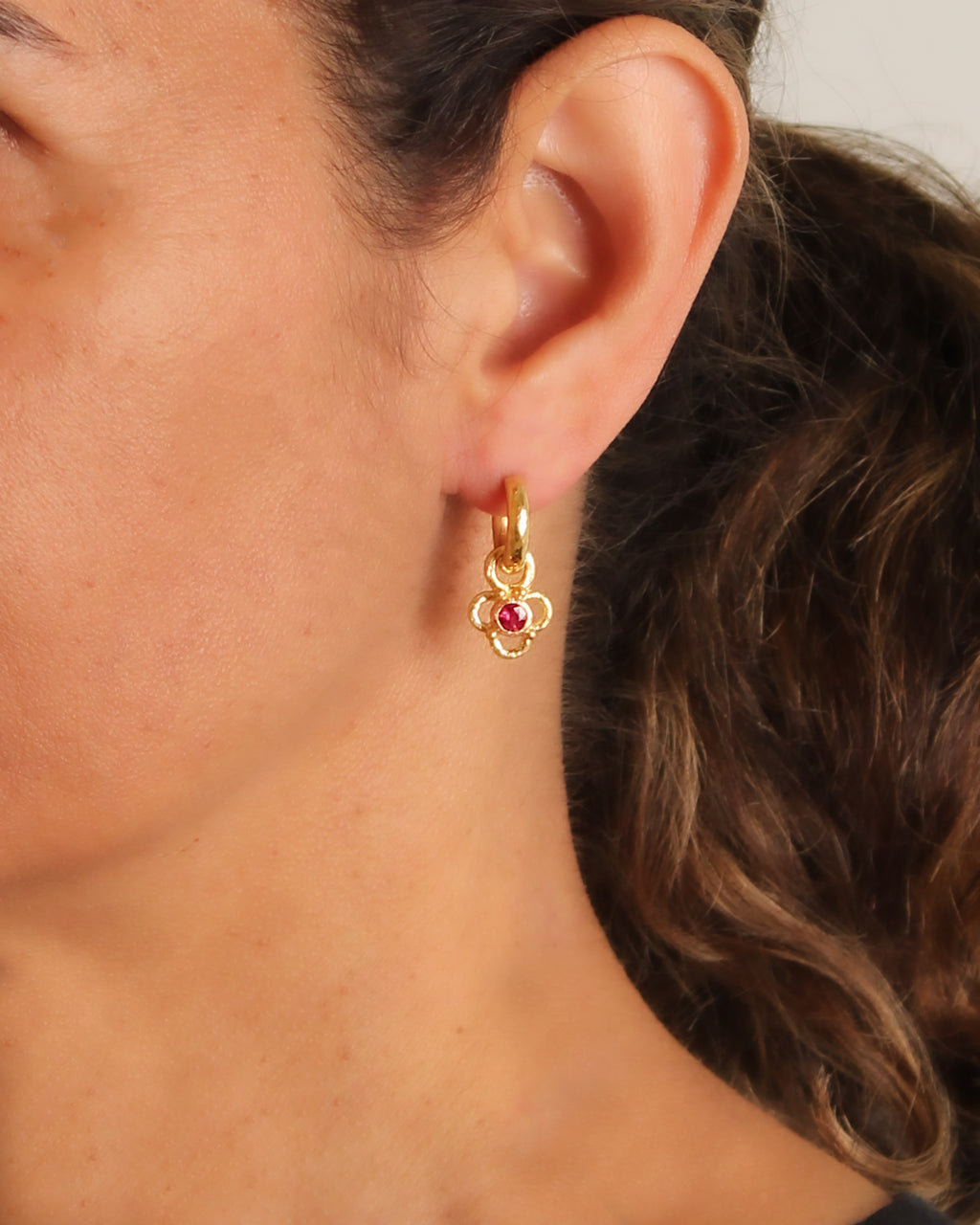 Ruby with Wire Arches Earring Charms