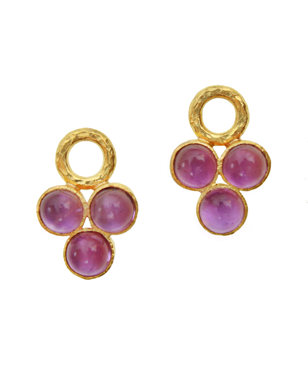 Cabochon Amethyst Triad Earring Charms