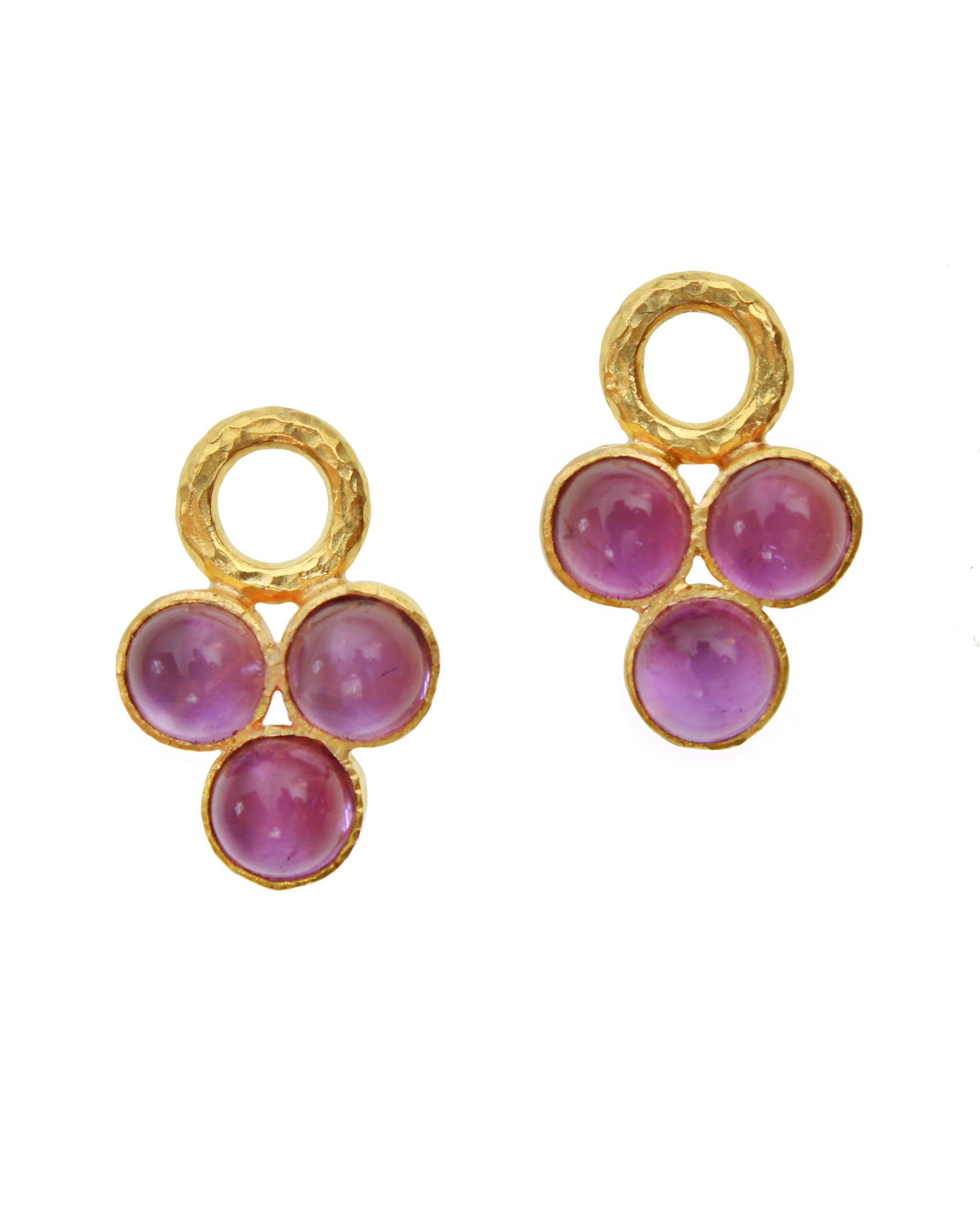 Cabochon Amethyst Triad Earring Charms