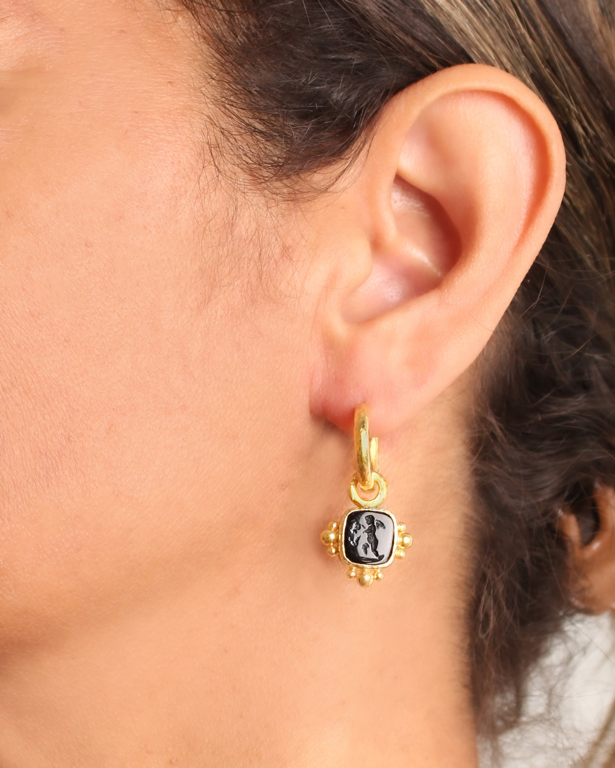 Black 'Square Putto' Earring Charms