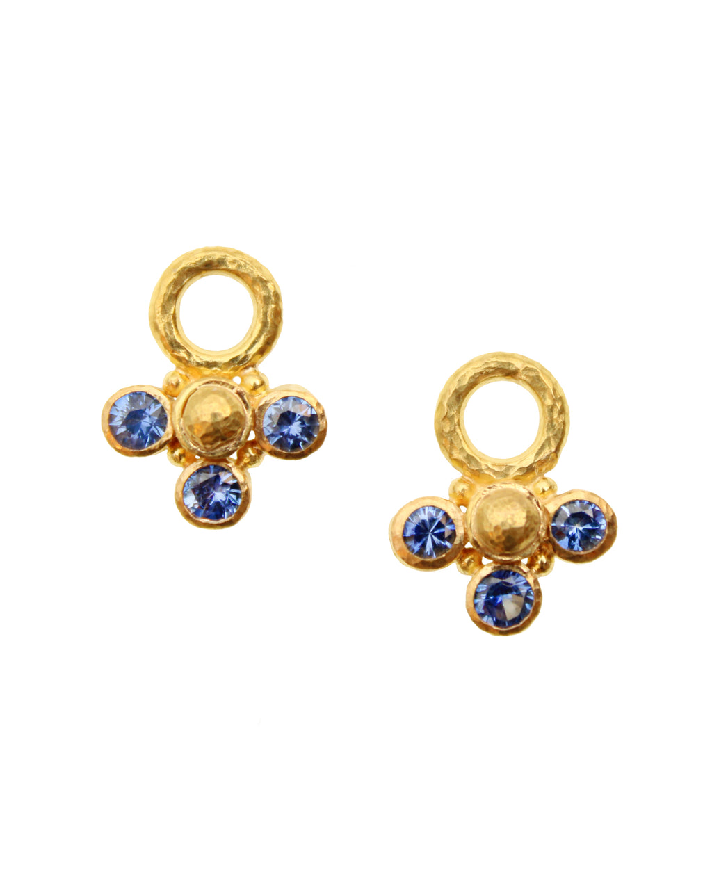 Gold Dome and Blue Sapphire Earring Charms