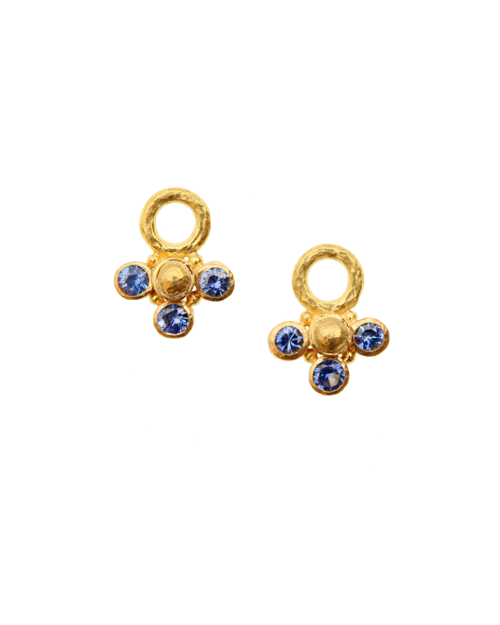 Gold Dome and Blue Sapphire Earring Charms