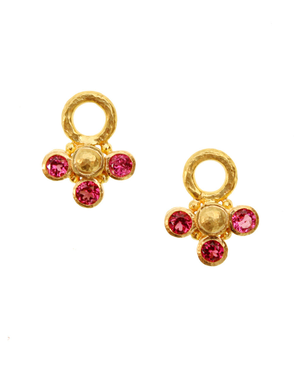 Gold Dome and Rubellite Earring Charms