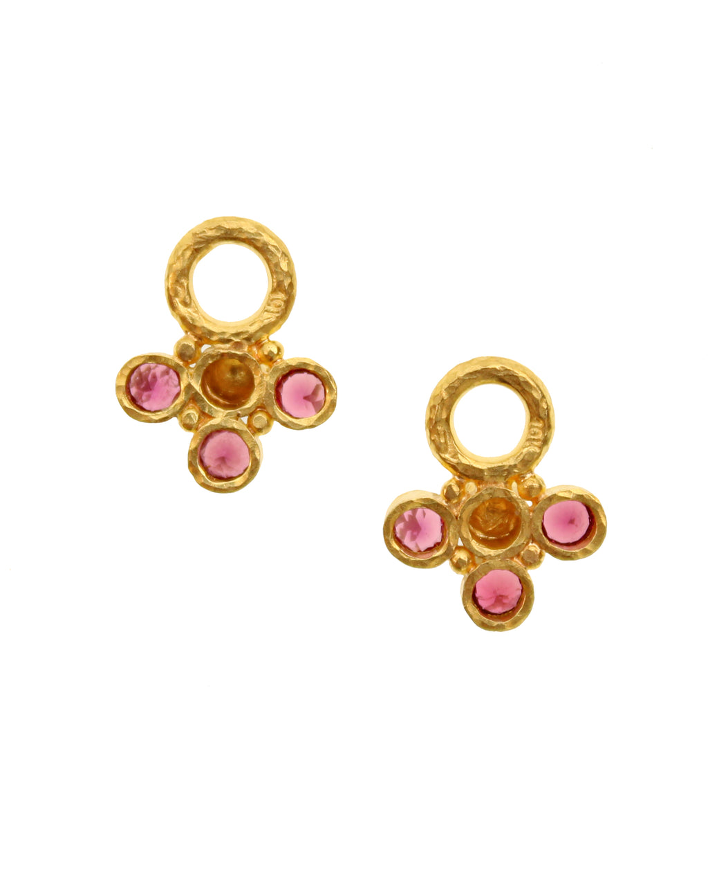 Gold Dome and Rubellite Earring Charms