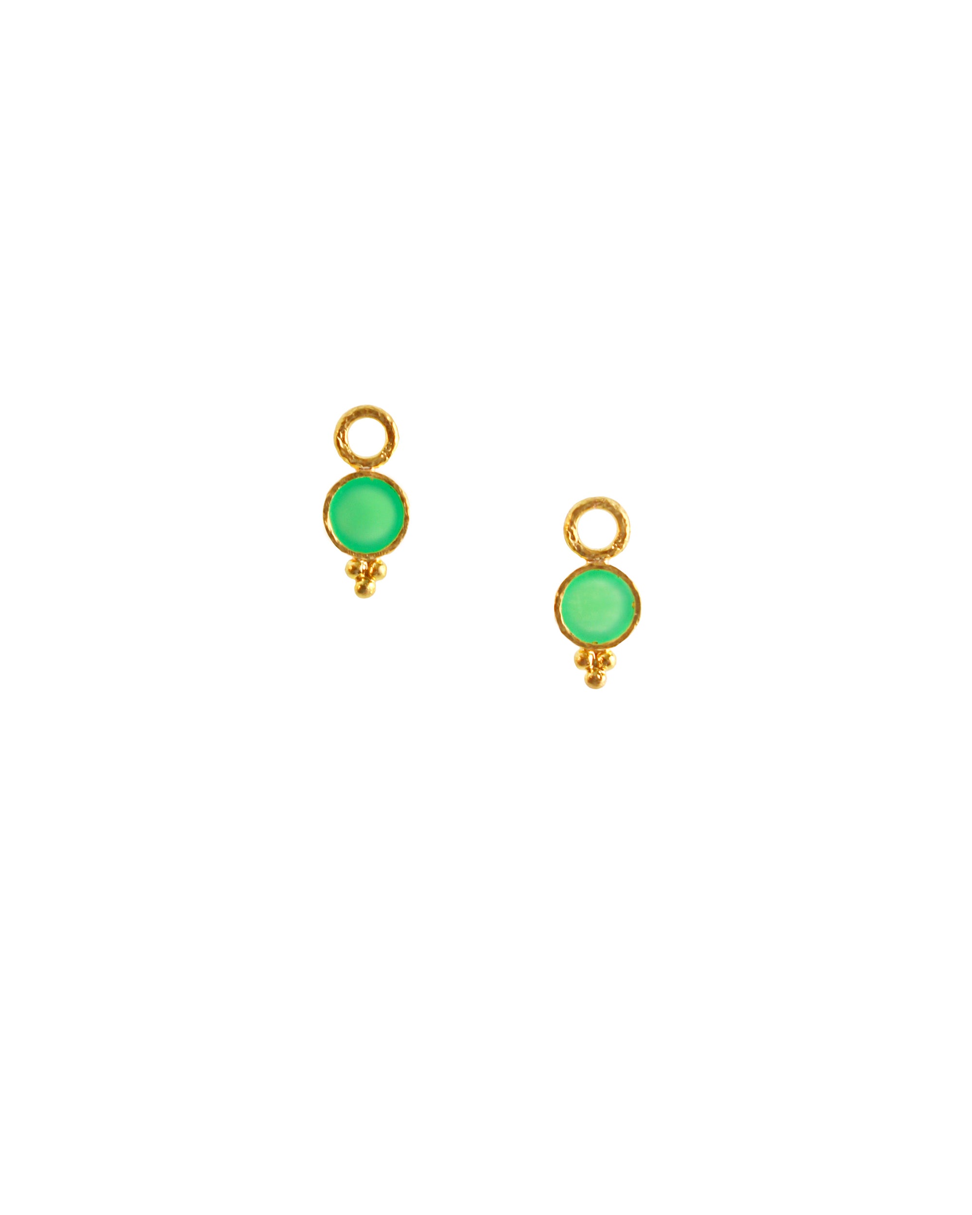 Chrysoprase with Gold Triad Earring Charms