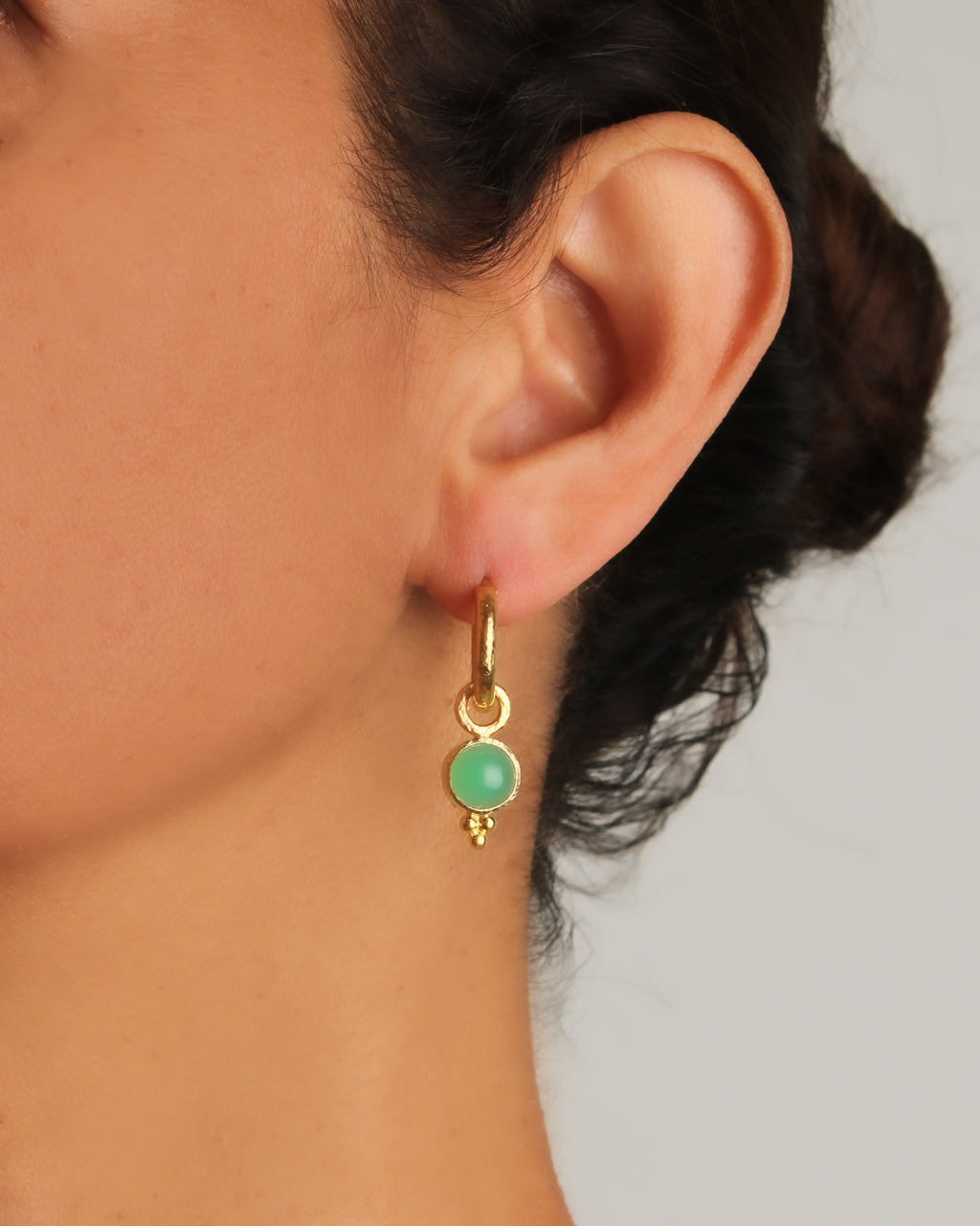 Chrysoprase with Gold Triad Earring Charms