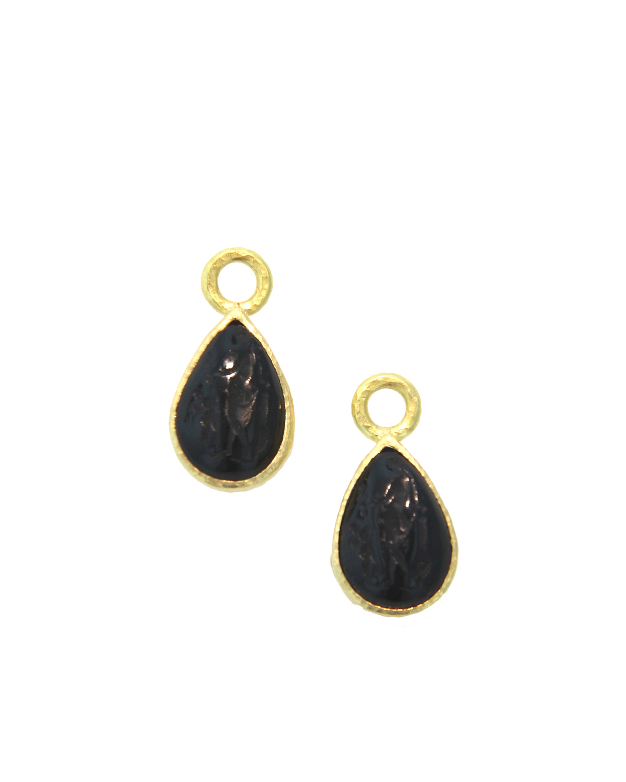 Black 'Small Pear Shape' Earring Charms