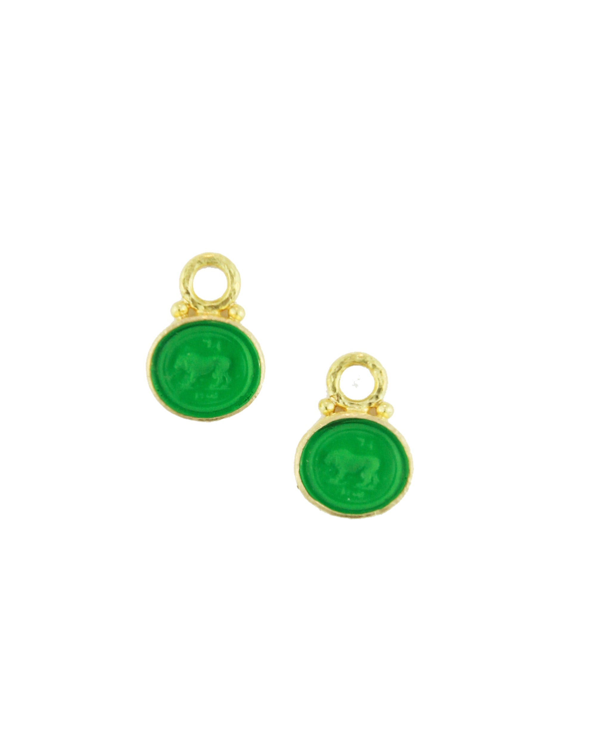 Green 'Stalking Lion' Earring Charms