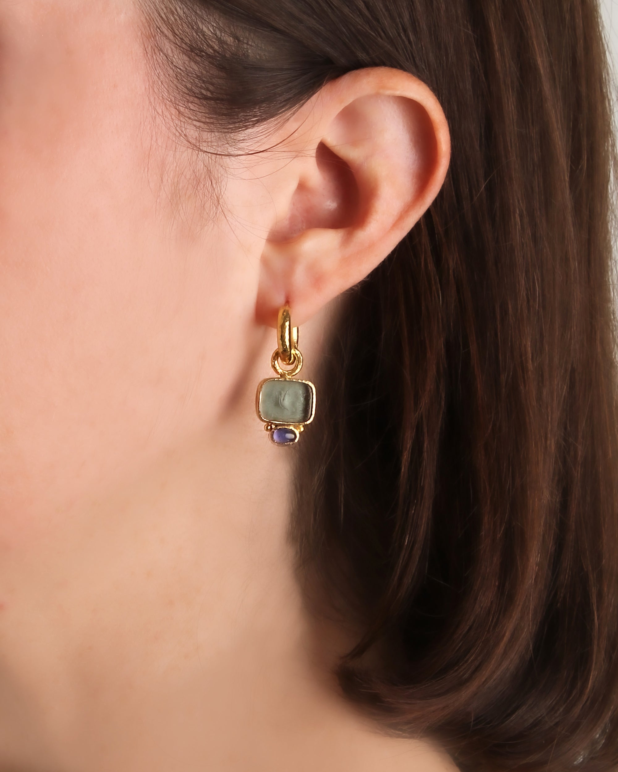 Light Aqua 'Putto and Swan' Earring Charms