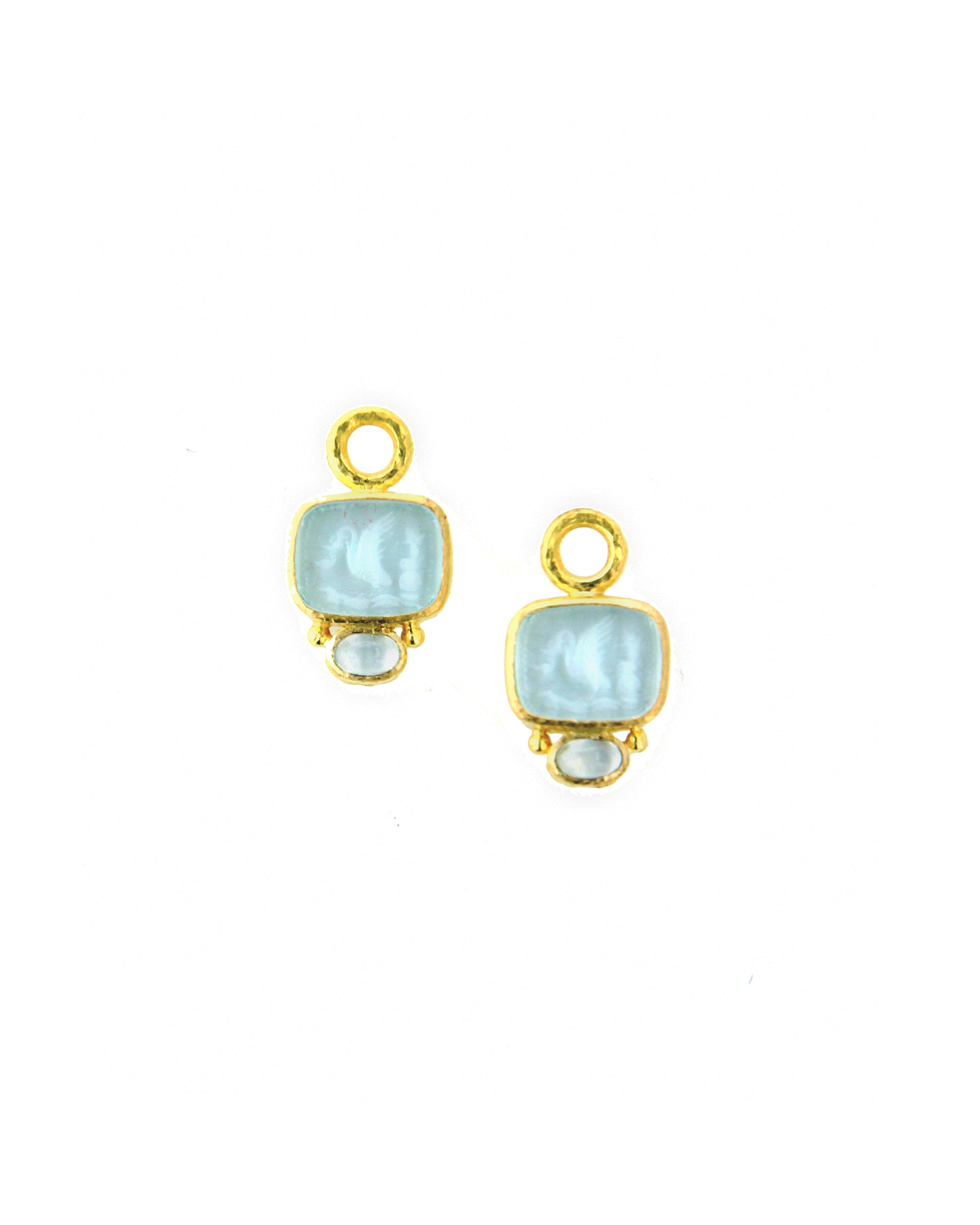 Light Aqua 'Putto and Swan' Earring Charms