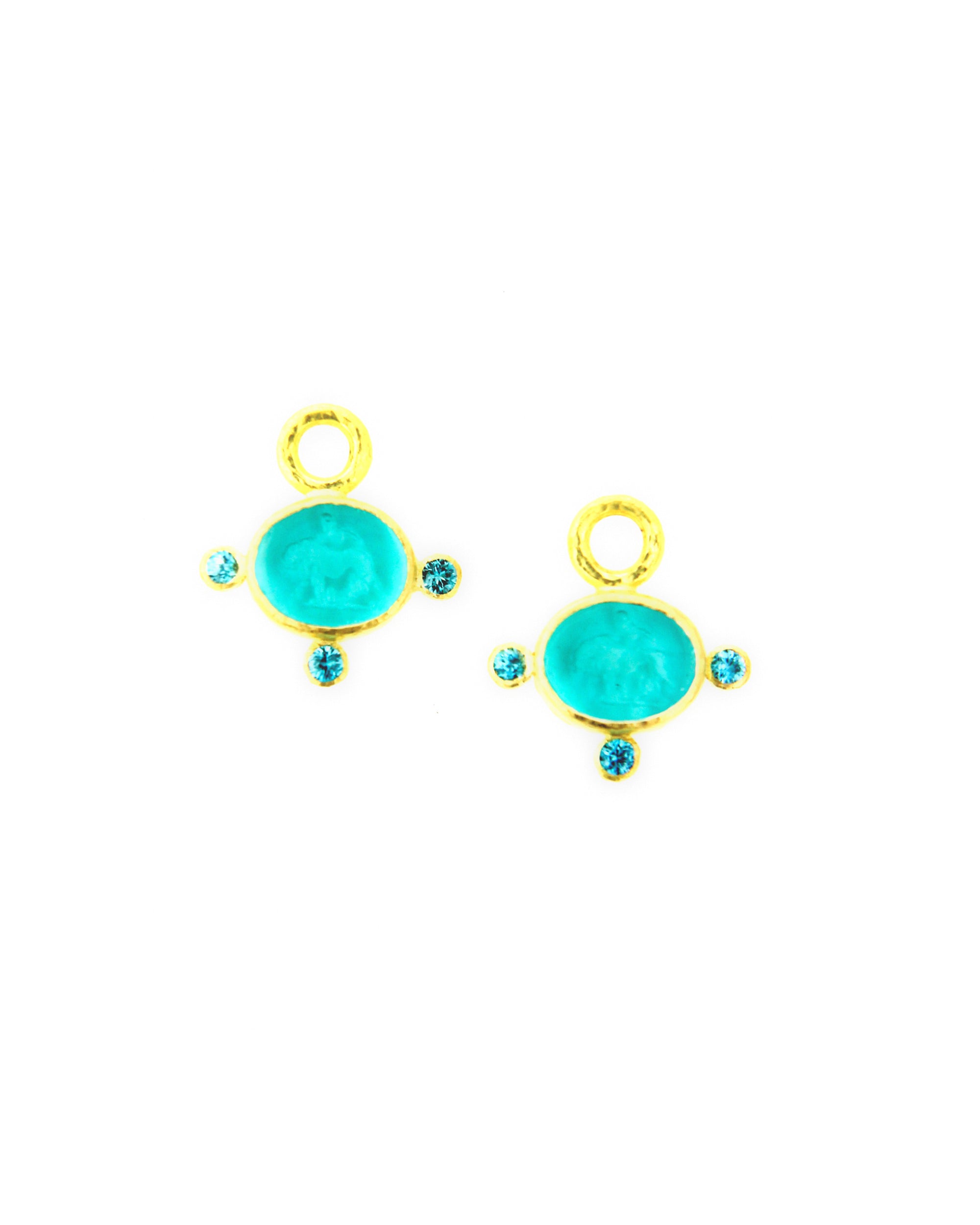 Teal 'Tiny Lion' Earring Charms