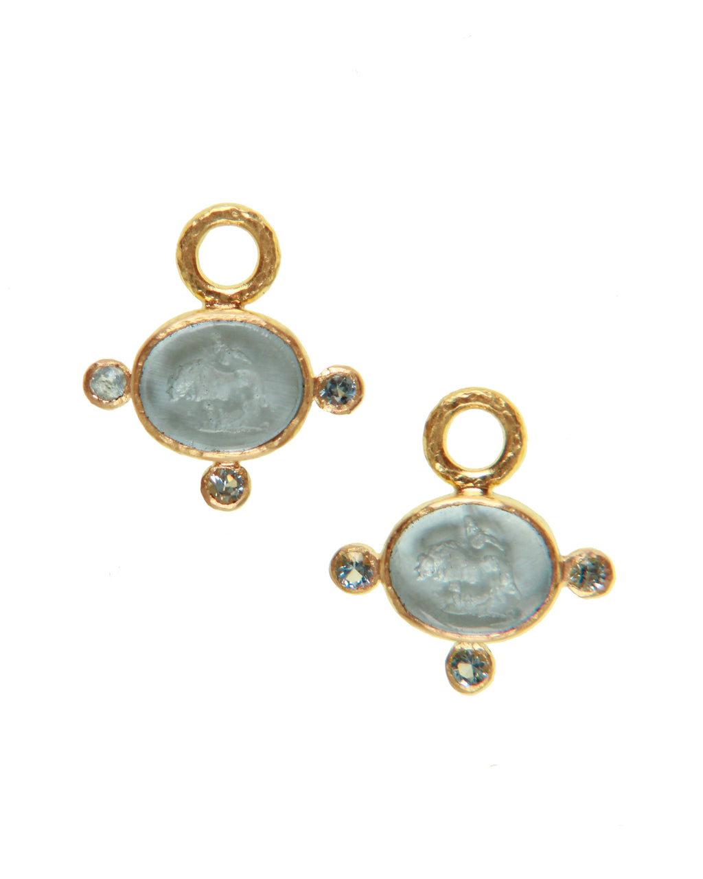 Light Aqua 'Tiny Lion' Earring Charms