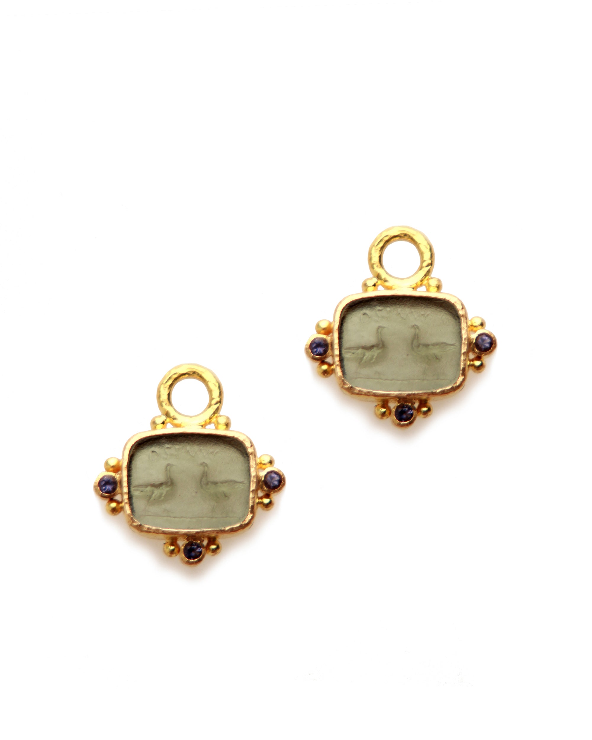 Smoke 'Two Cranes' Earring Charms