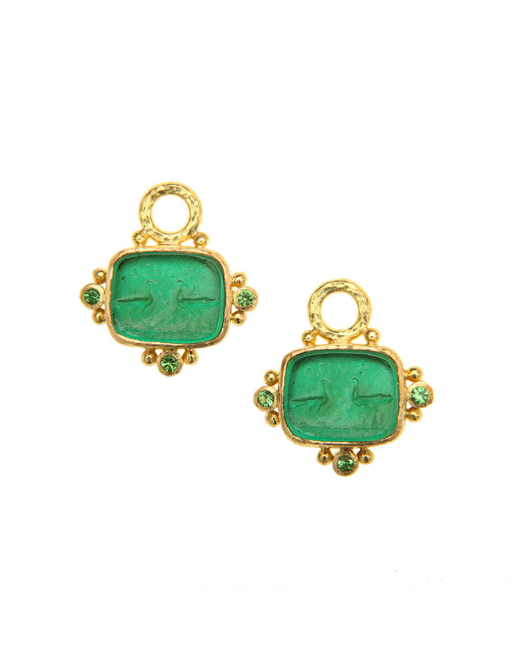 Pine Green 'Two Cranes' Earring Charms