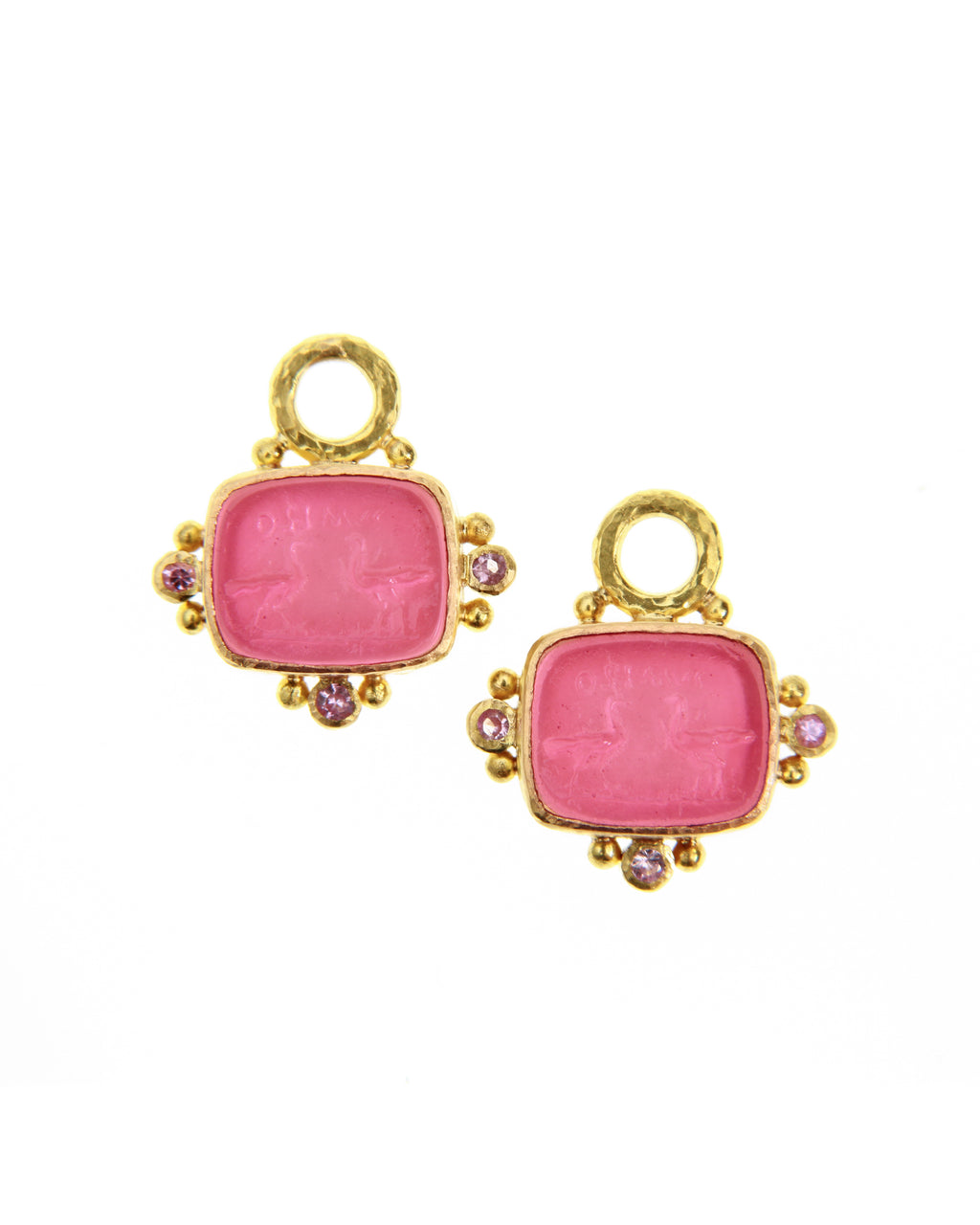 Pink 'Two Cranes' Earring Charms