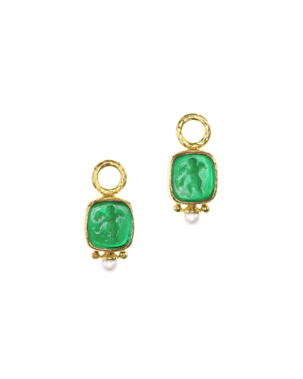 Green 'Square Putto' Earring Charms