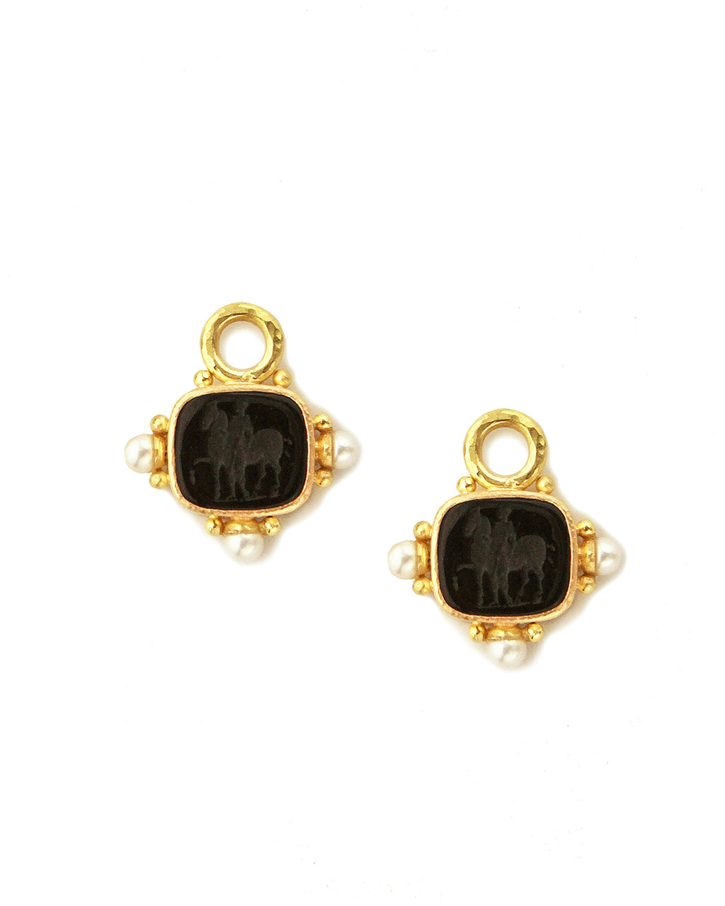 Black 'God with Horse' Earring Charms