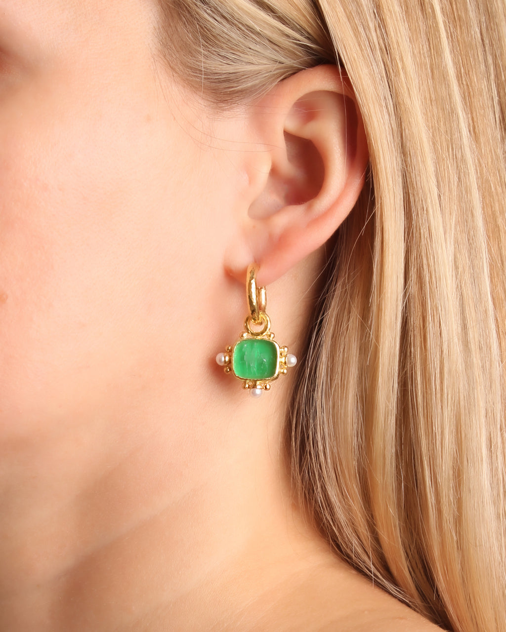 Green 'God with Horse' Earring Charms