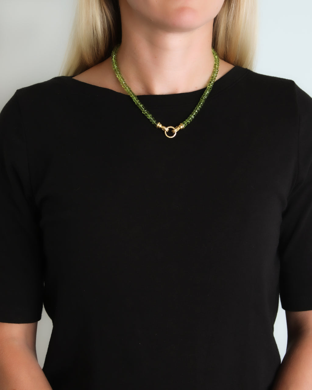 Peridot Bead Necklace with Silvana Clasp - 17"
