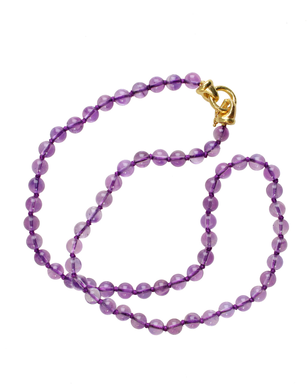 Amethyst Bead Necklace with 'Serena' Clasp - 21"