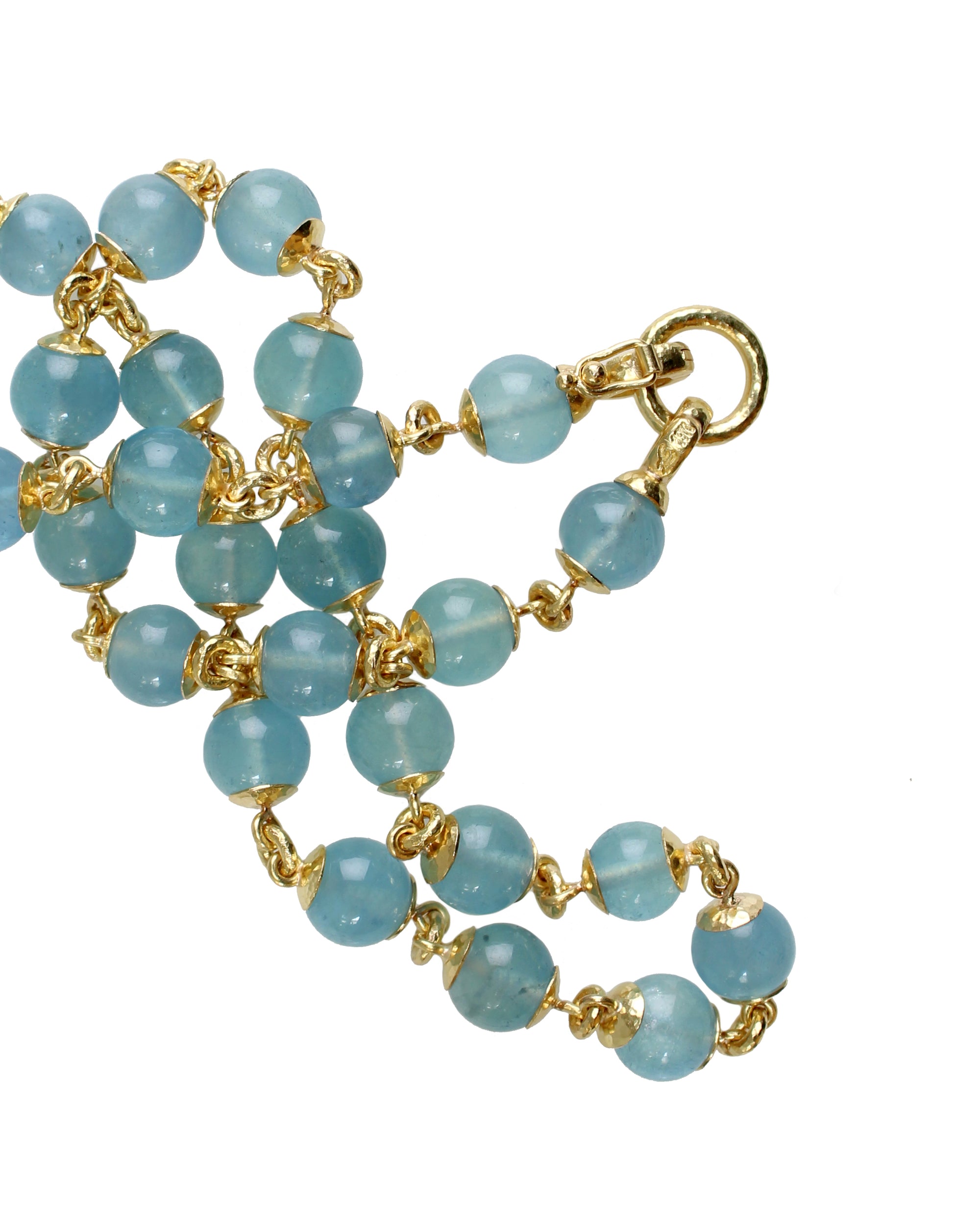Aquamarine and Gold Link Necklace - 21"