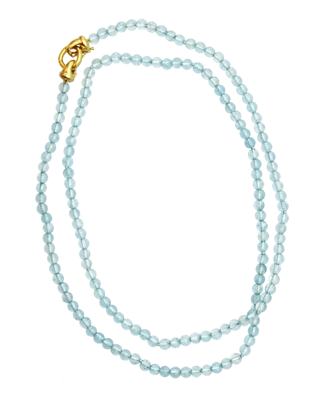 Aquamarine beads with 'Serena' Clasp - 31"
